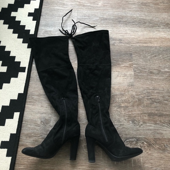 Black over-the-knee suede boots - Picture 4 of 6